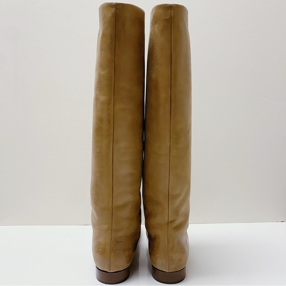 Celine Phoebe Philo Tan Calfskin Leather Knee High Round Toe Riding Boots 40 10 - Picture 4 of 9